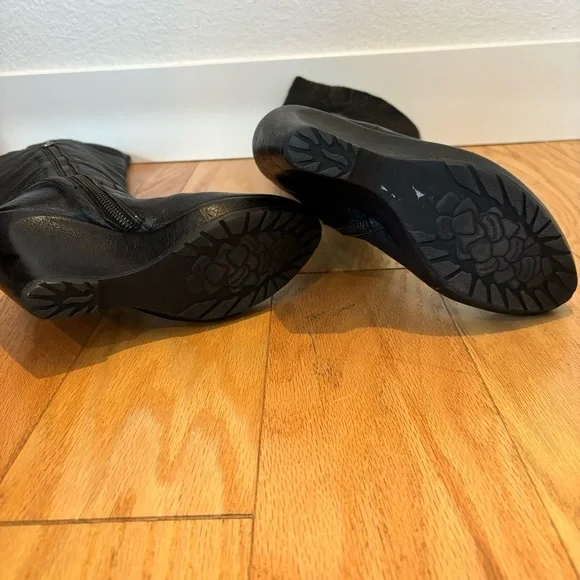 Kork-Ease Adrianne black leather high knee fold over wedge boots - size 8/39‌‌‌ - Picture 7 of 13